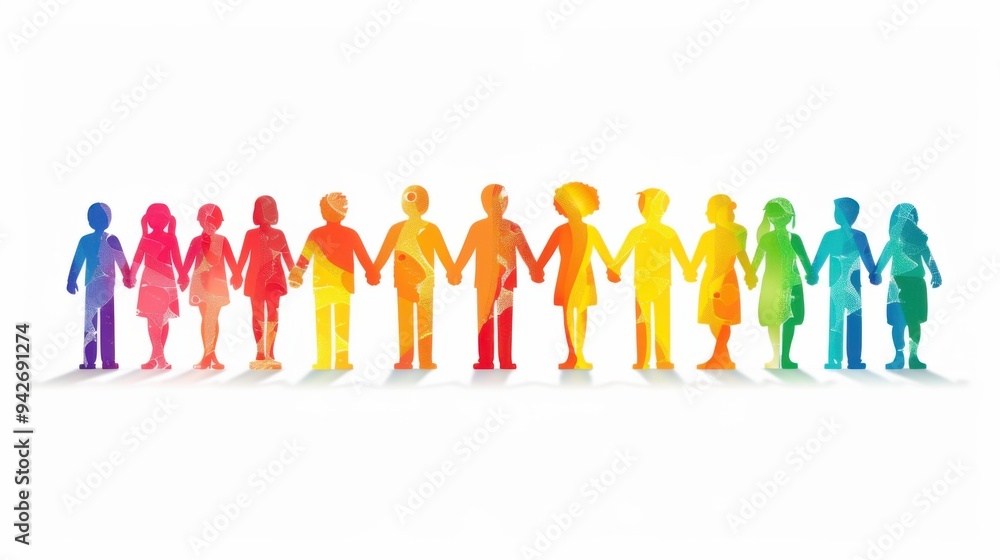 A group of diverse individuals holding hands, symbolizing unity, inclusion, and solidarity in a meaningful and connected gesture. A group of diverse individuals holding hands, symbolizing unity, inclusion, and solidarity in a meaningful and connected gesture.