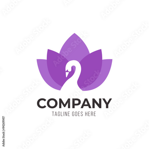 swan and lotus logo icon design idea for company, brand or website. vector