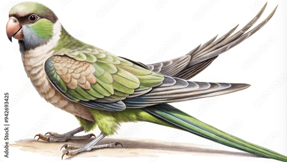 Obraz premium Green-winged Macaw with Brown and Blue Feathers