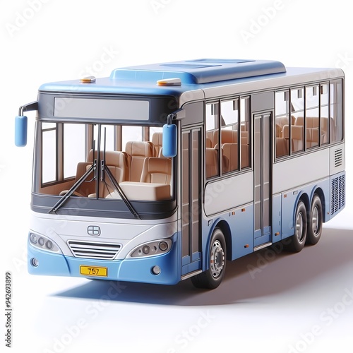 3D Render of Realistic Bus Model isolated on a white background