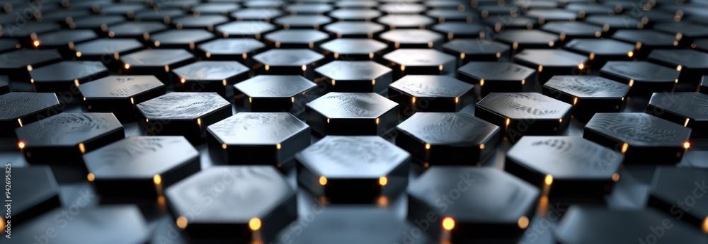 Abstract Hexagon Pattern with Glowing Lights Abstract Hexagon Pattern with Glowing Lights