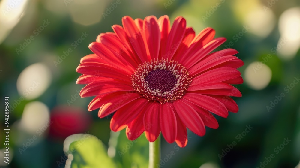 Obraz premium Red daisy garden growing. Generative AI