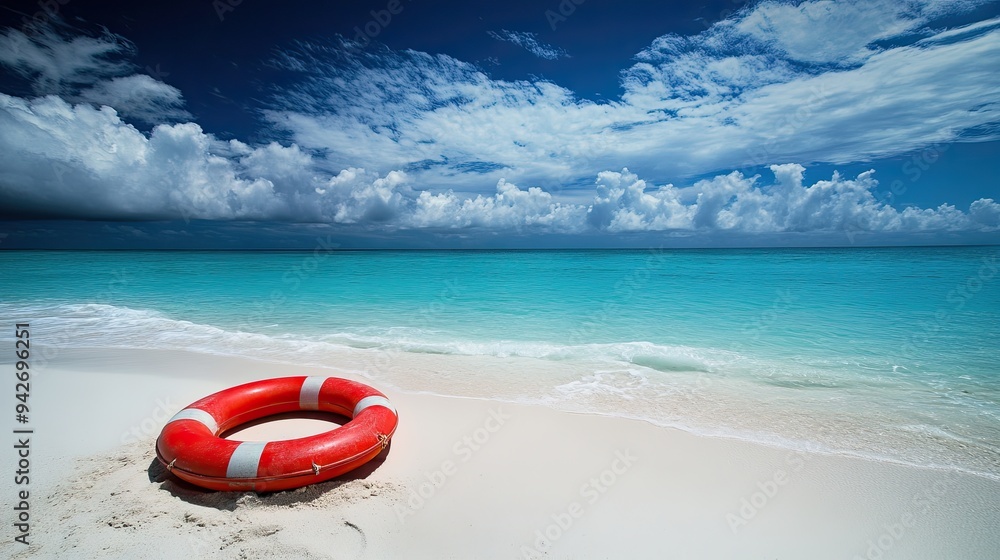 Red lifebuoy safety security. Generative AI Red lifebuoy safety security. Generative AI