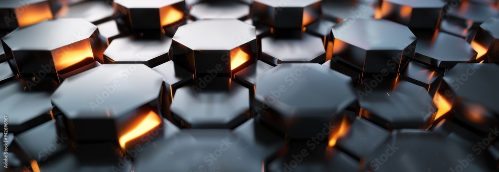 Obraz premium Abstract Hexagon Pattern with Glowing Lights