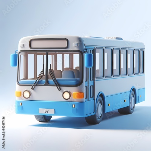 3D Render of Realistic Bus Model isolated on a white background