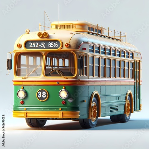 3D Render of Realistic Bus Model isolated on a white background