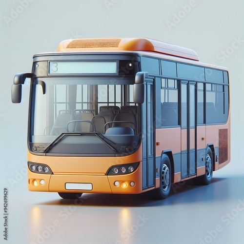 3D Render of Realistic Bus Model isolated on a white background
