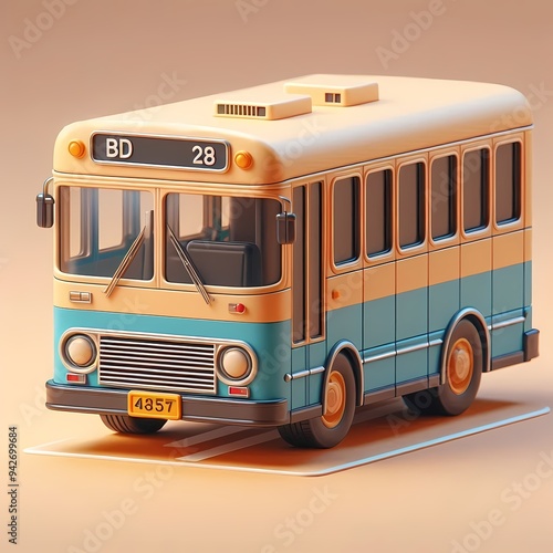 3D Render of Realistic Bus Model isolated on a white background