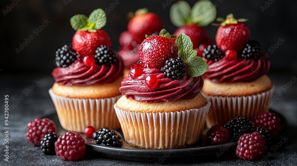 Cupcakes with fruits
