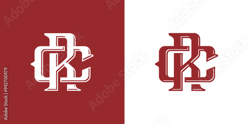 Elegant CR or RC monogram logo classic style. Ideal for streetwear brands, automotive, and martial arts schools. 