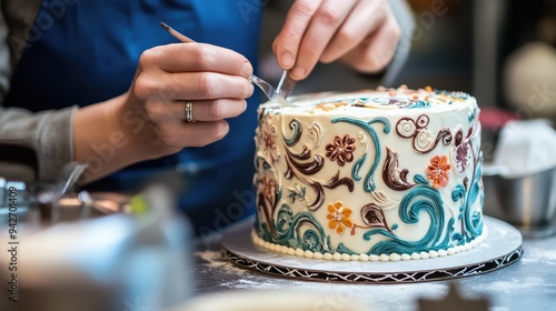 "Intricate Floral Cake Design"