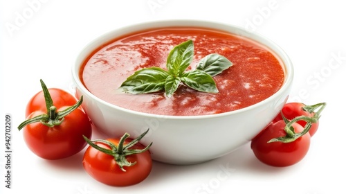 Tomato sauce in isolated bowl.