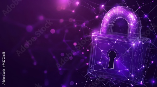Wallpaper Mural Security concept with padlock from lines and dots technology Torontodigital.ca