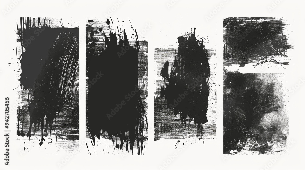 A digital illustration of a grungy pattern of scratches a dirt in gray on black background. Abstract dust particle and dust A digital illustration of a grungy pattern of scratches a dirt in gray on black background. Abstract dust particle and dust
