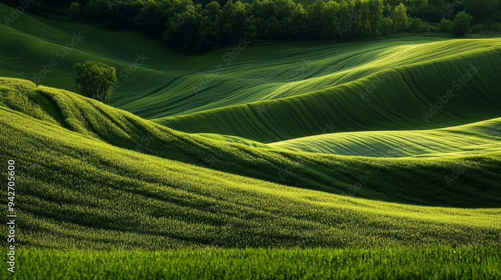 Naklejka premium Stunning green landscape photography an abstract nature background full of vibrant colors