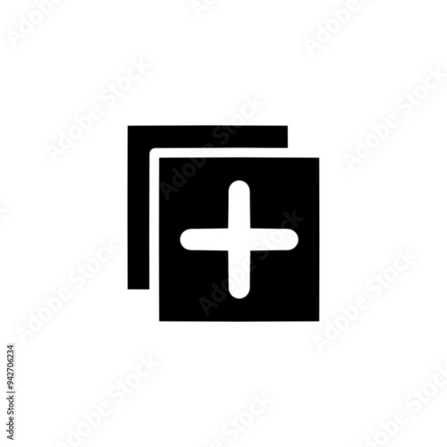 add copy icon vector illustration Flat icon isolated on white. Upload document icon. New document.