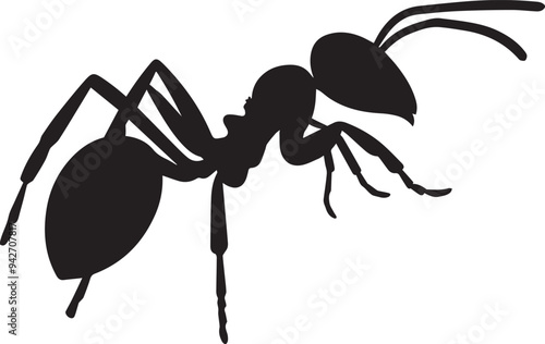 Ant silhouette Vector art illustration isolated with transparent background