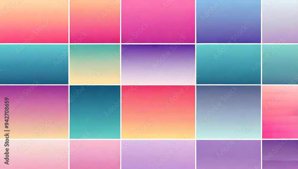 Fototapeta premium Gradient backgrounds in a variety of color schemes and soft transitions, perfect for web design, digital art, and app interfaces, presented in high-resolution files.