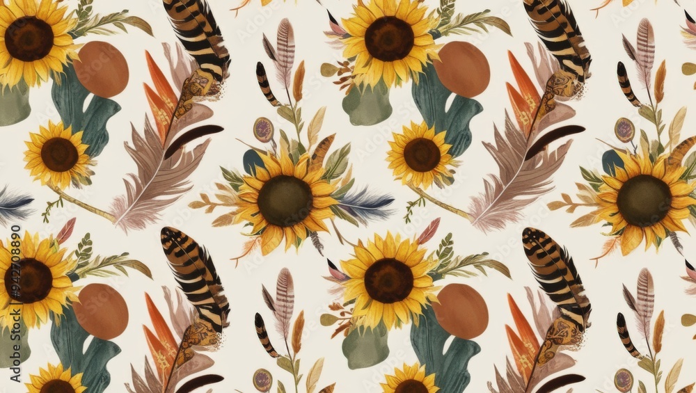 seamless pattern with sunflowers seamless pattern with sunflowers