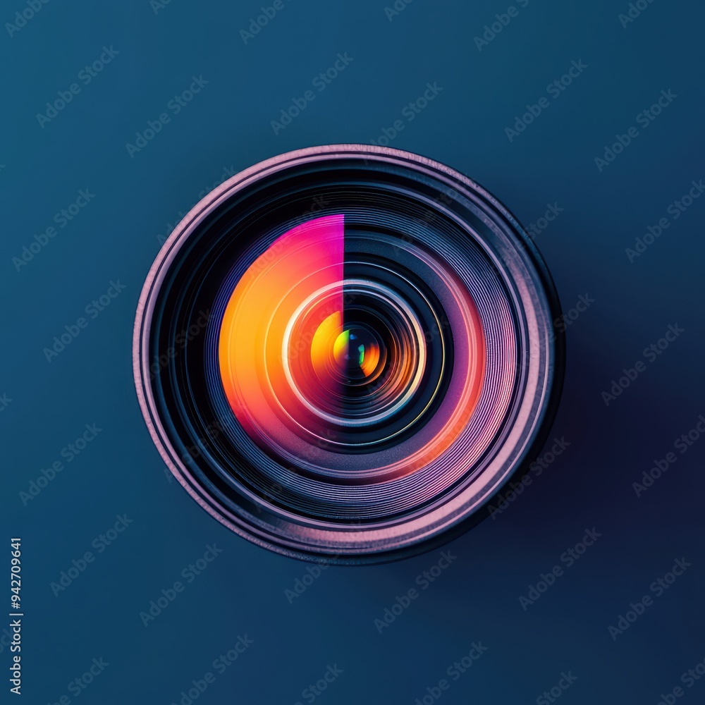 Close-up of a vibrant camera lens featuring a gradient of color, perfect for photography and creative projects. Close-up of a vibrant camera lens featuring a gradient of color, perfect for photography and creative projects.