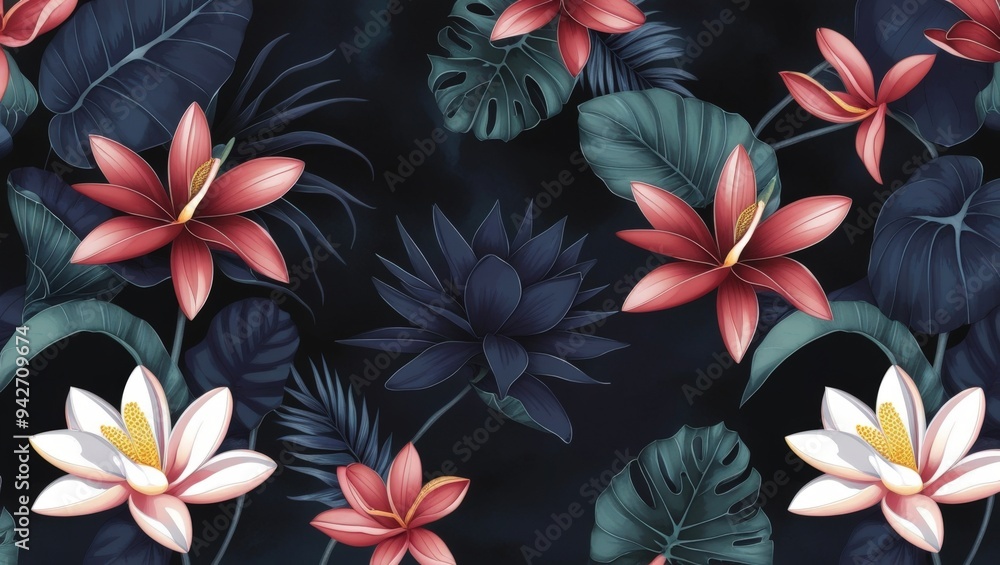 flowers on black background