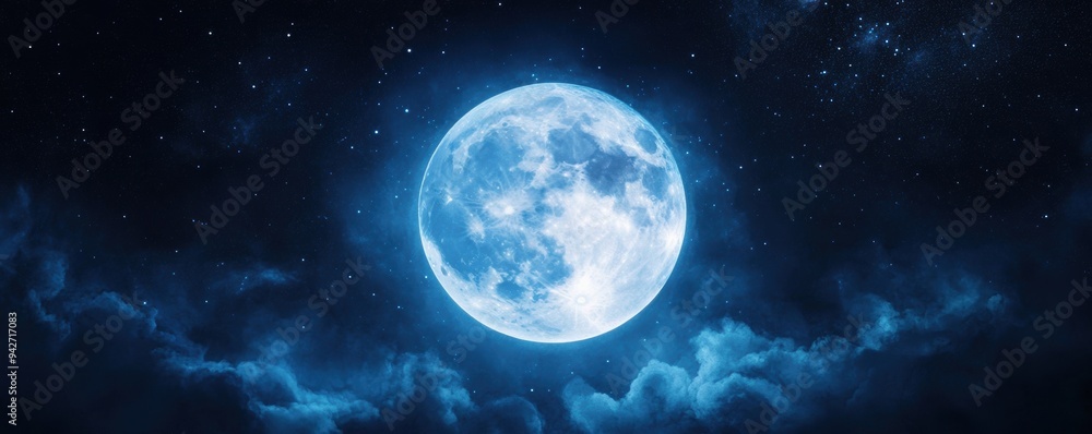 A full moon shines brightly and glows against a dark sky A full moon shines brightly and glows against a dark sky