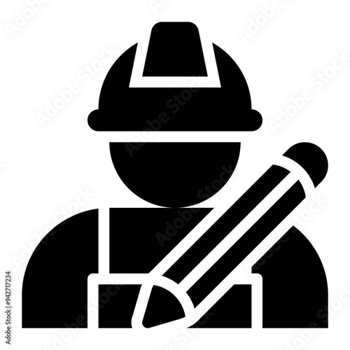 architect, professions, jobs, worker, engineer, project manager solid or glyph icon