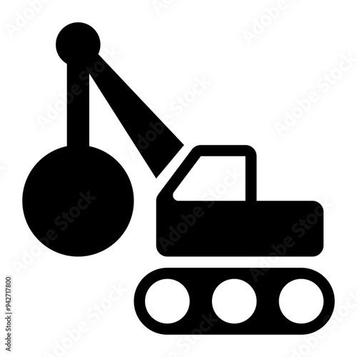 demolish, demolishing, demolition, demolition machine, construction vehicle, destroyer solid or glyph icon