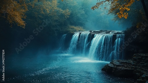 Serene Long Exposure Waterfall Capture with Silky Flowing Water Effect