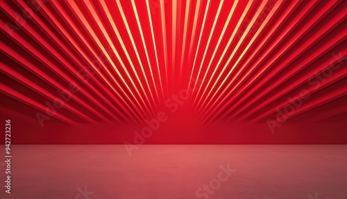 Abstract red background with symmetrical lines creating a dynamic pattern. Bold and vibrant visual for modern and futuristic designs.
