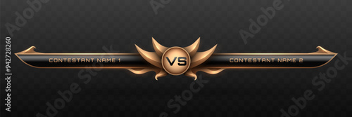 Fantasy Style Game Versus Lower Third in Gold and Black for Esports, Gaming, and Sports Broadcasts