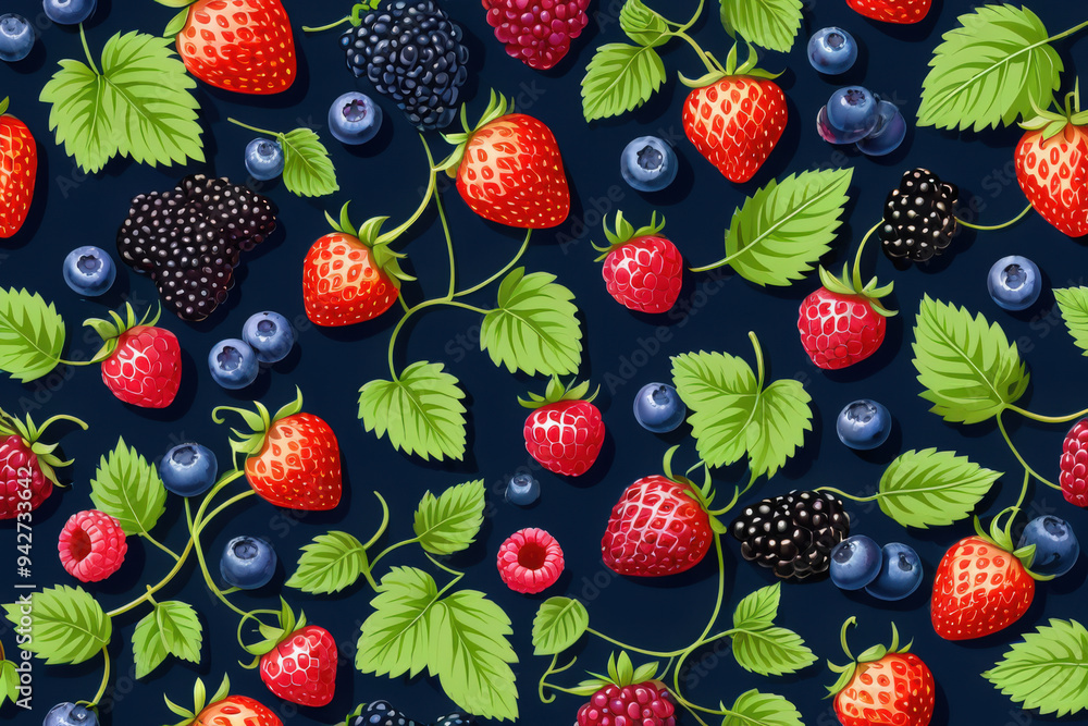 seamless pattern with strawberries