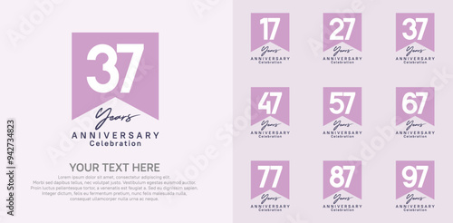 anniversary logotype set, purple and black color can be use for celebration