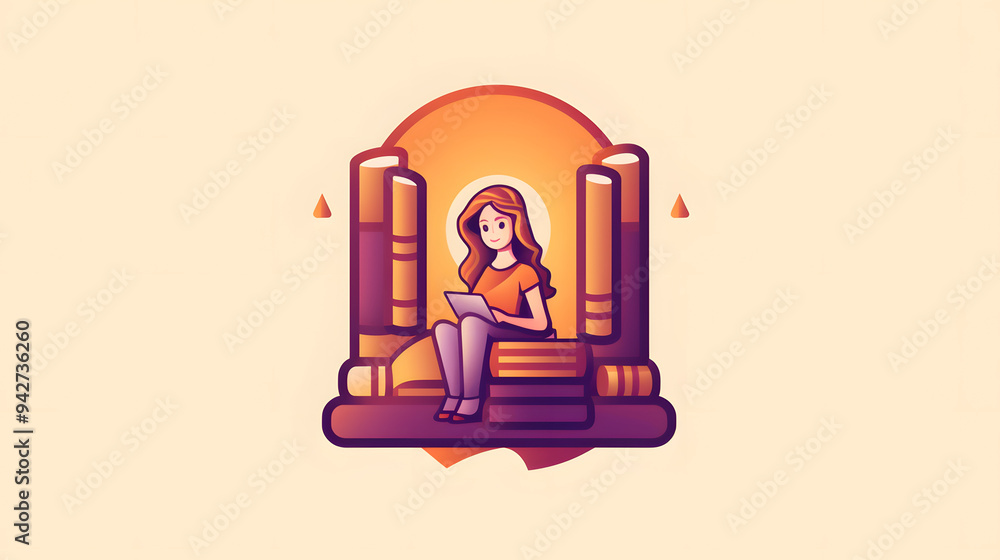 Librarian Illustration Logo Librarian Illustration Logo