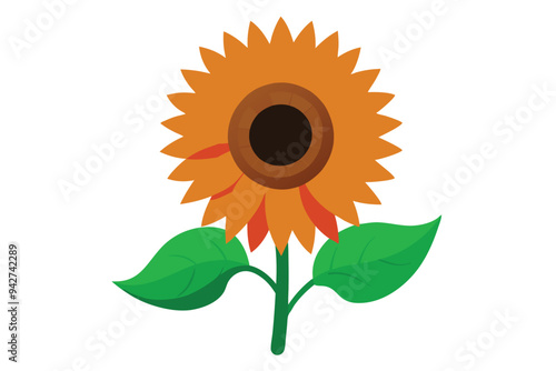 Bright and Detailed Sunflower with Leaf Accents