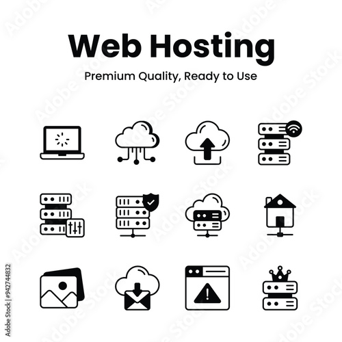 Grab this amazing web hosting icons set in trendy style