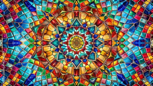 Wallpaper Mural A vibrant kaleidoscopic reflection in a glass mosaic, creating abstract art Torontodigital.ca