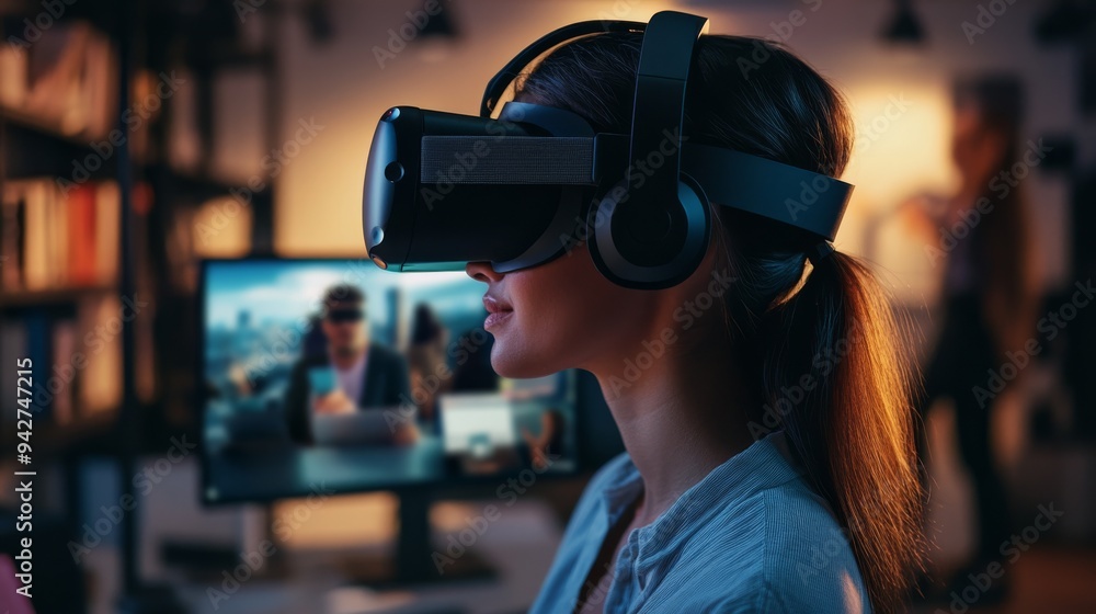 Virtual reality workspace enabling remote teams to interact in a shared virtual office. Virtual reality workspace enabling remote teams to interact in a shared virtual office.