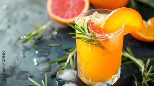 Refreshing fruit beverage with an accent of rosemary