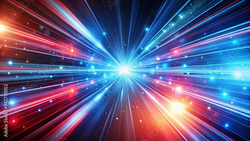 Abstract modern artwork with high speed sync blue and red lights background, perfect for technology and creativity concepts