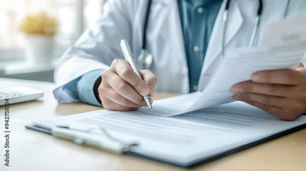 Doctor's Notes: A close-up shot of a doctor's hands meticulously writing notes on a patient's chart, capturing the dedication and precision of healthcare professionals. Doctor's Notes: A close-up shot of a doctor's hands meticulously writing notes on a patient's chart, capturing the dedication and precision of healthcare professionals.