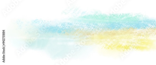 水色から黄色グラデーションの薄明の空の雰囲気のあしらい背景素材