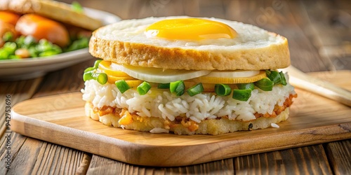 Wallpaper Mural Close up of a savory rice and fried egg sandwich, a delicious Hawaiian food option Torontodigital.ca