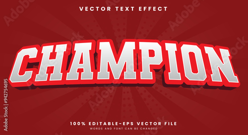 Champion 3D editable Text Effect Template with Sport Style