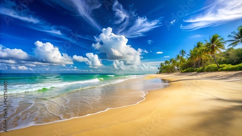 Wide open beach landscape with endless space for your vacation message