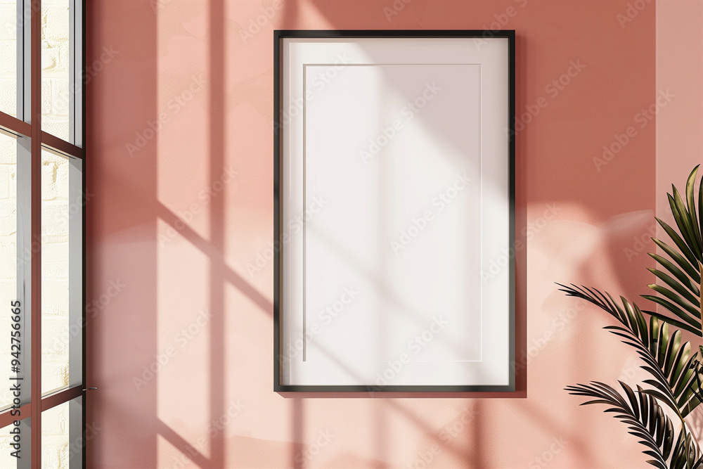 Scandinavian style blank black wall frame mockup on a pastel colored Scandinavian style blank black wall frame mockup on a pastel colored