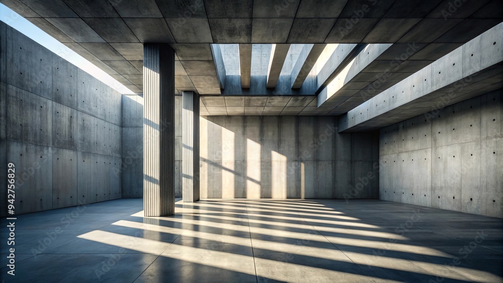 Abstract composition of light and shadow on a neo brutalist structure Abstract composition of light and shadow on a neo brutalist structure