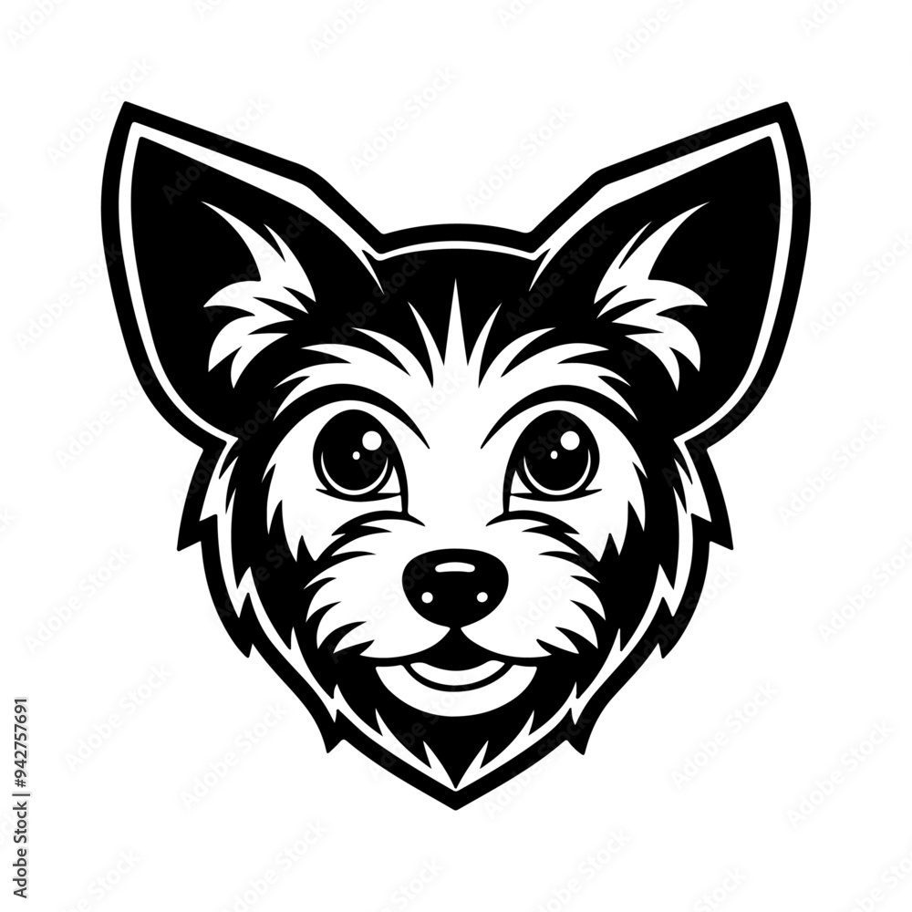 Vector black and white illustration of dog head logo style isolated on a white background Vector black and white illustration of dog head logo style isolated on a white background