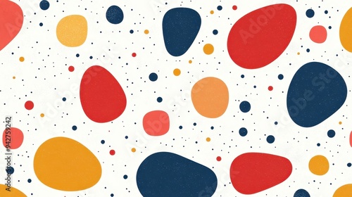 Explore unique dotted abstract forms with a modern twist, featuring distressed textures in a fun cartoon style.