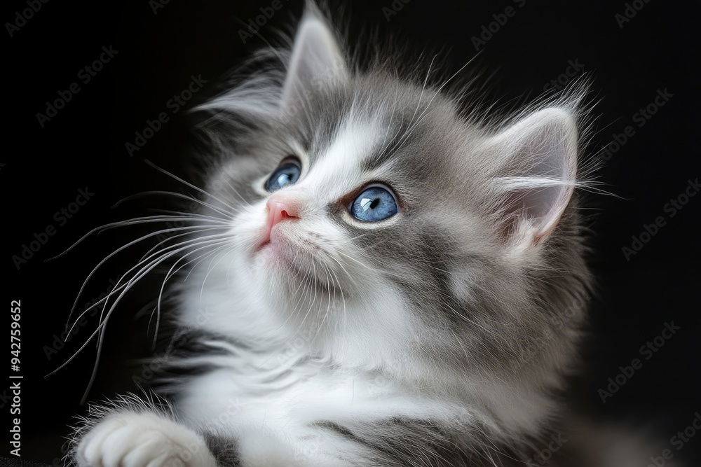 Siberian kitten blue with white 12 weeks old , ai Siberian kitten blue with white 12 weeks old , ai